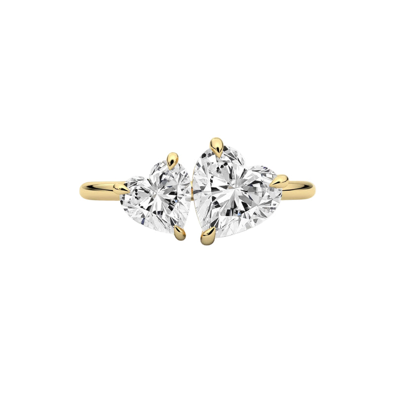 Dual Heart Cut Lab Diamond Toi-Et-Moi Engagement Ring
