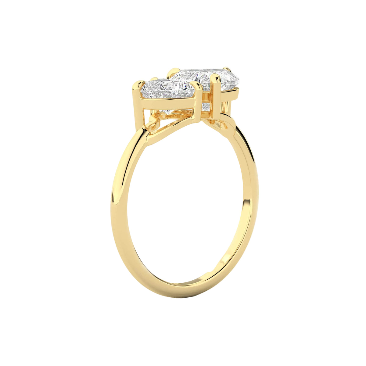 Dual Heart Cut Lab Diamond Toi-Et-Moi Engagement Ring