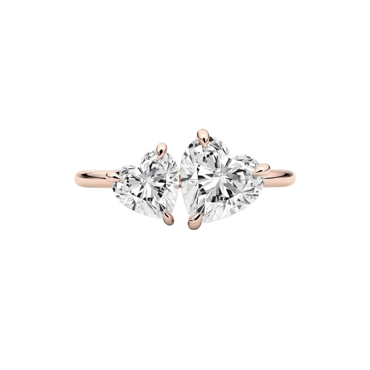 Dual Heart Cut Lab Diamond Toi-Et-Moi Engagement Ring