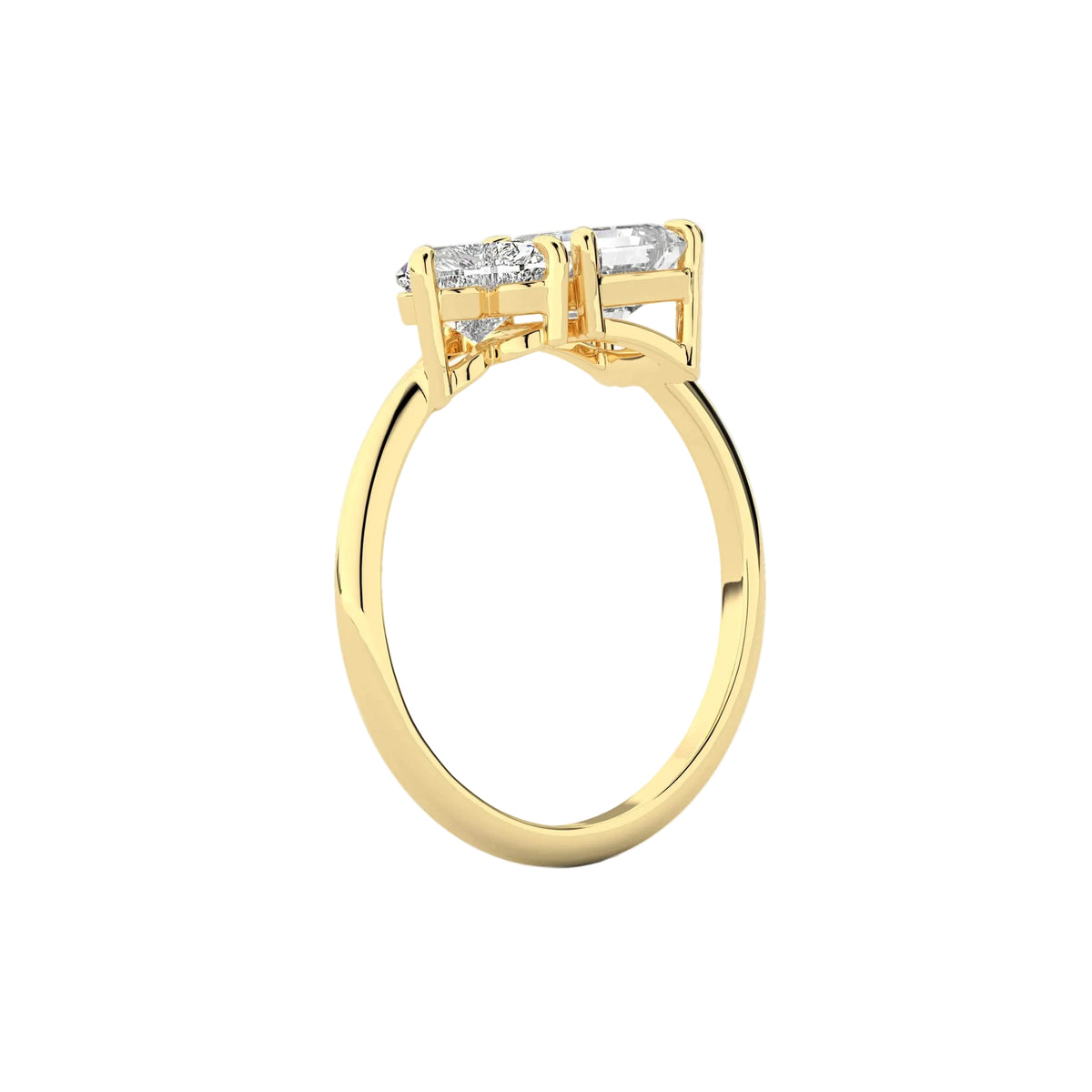 Asscher And Heart Cut Lab Diamond Toi-Et-Moi Engagement Ring