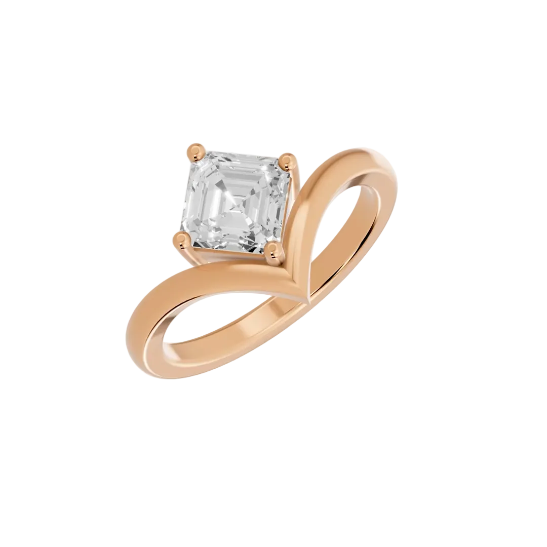 Asscher Cut Solitaire Engagement Ring – Lab Grown Diamond & Moissanite