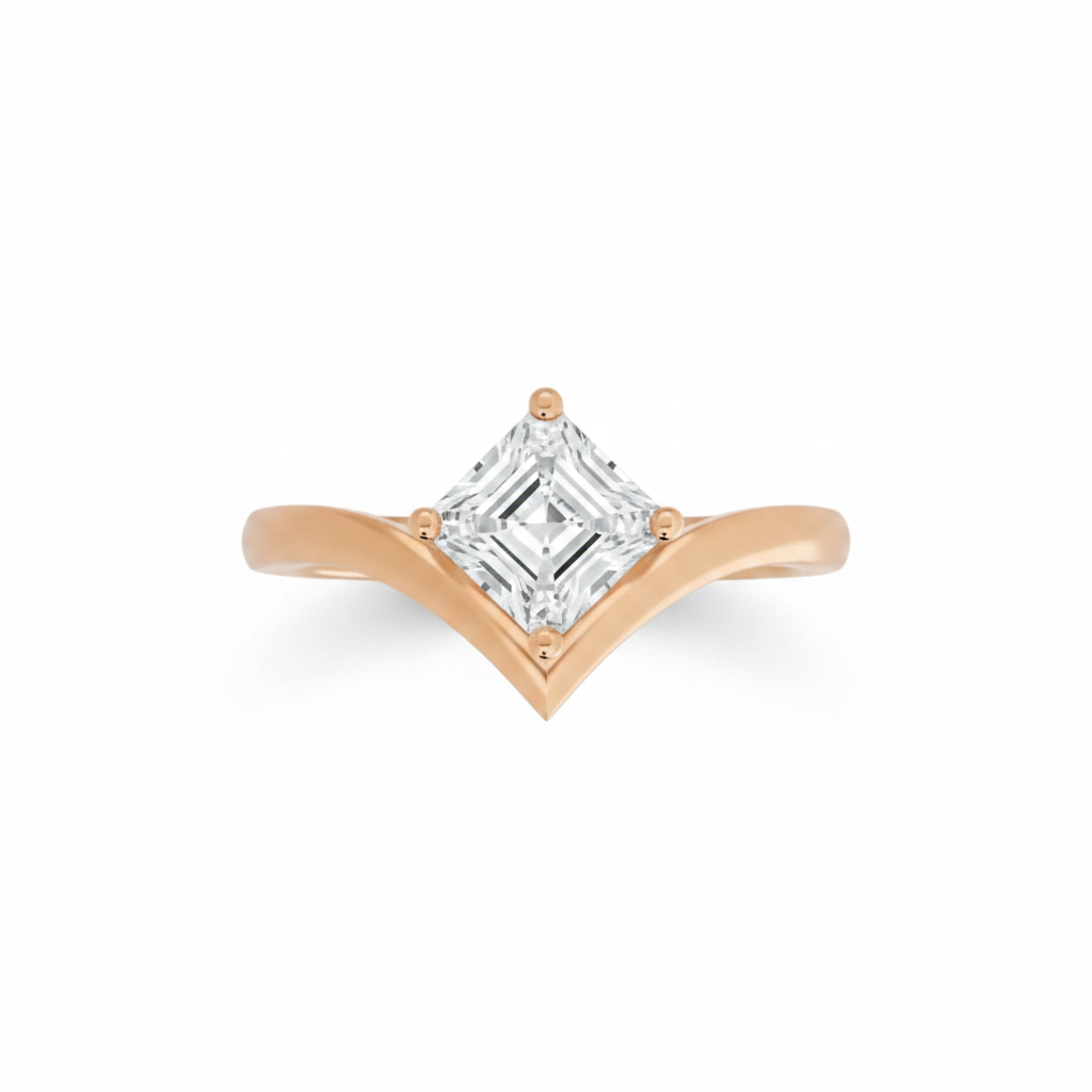 Asscher Cut Solitaire Engagement Ring – Lab Grown Diamond & Moissanite