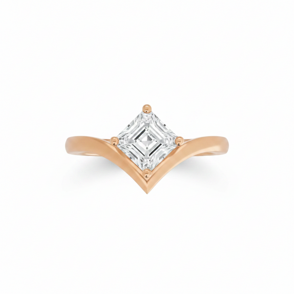 Asscher Cut Solitaire Engagement Ring – Lab Grown Diamond & Moissanite