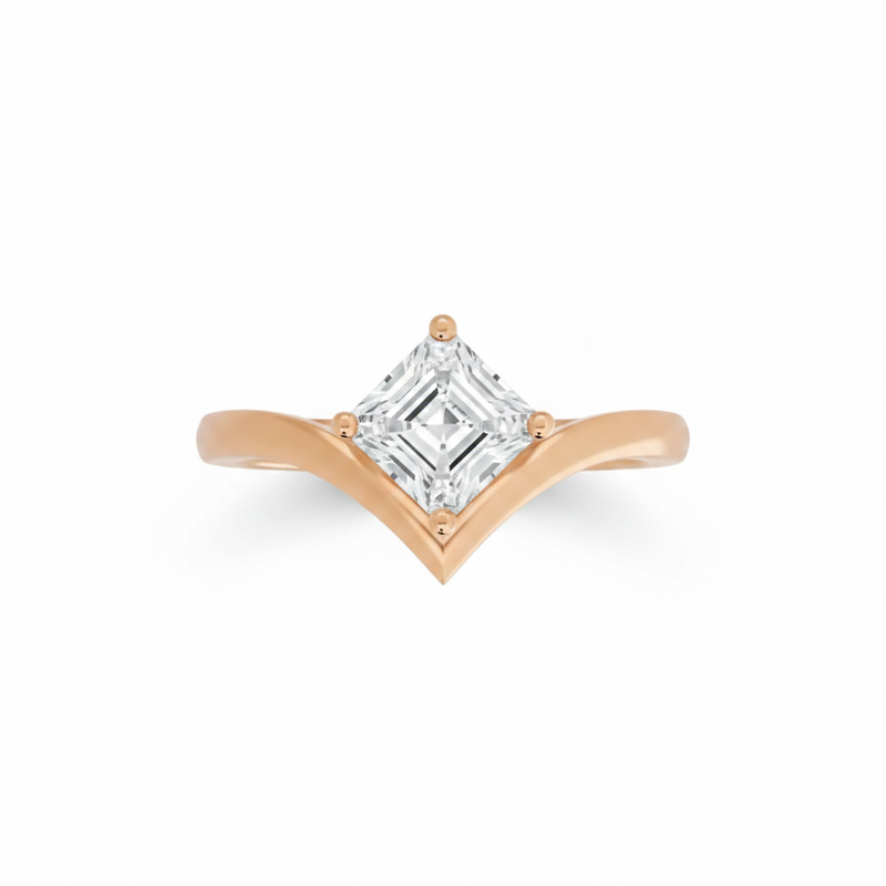Asscher Cut Solitaire Engagement Ring – Lab Grown Diamond & Moissanite