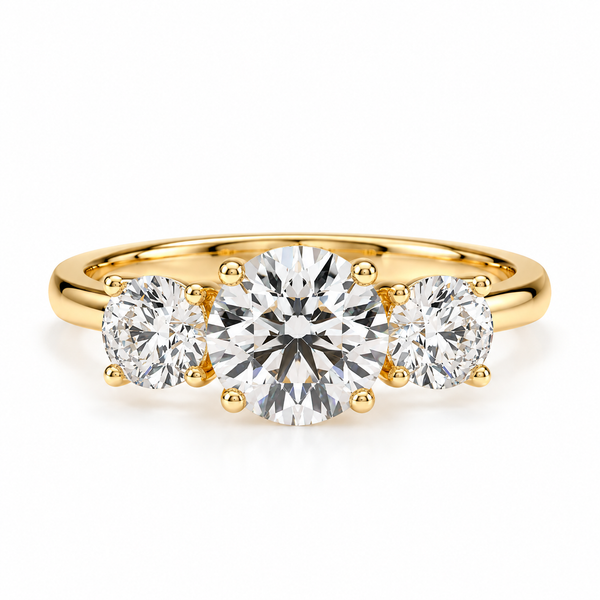 3 Stone Lab Diamond Engagement Ring – Round Brilliant Ring