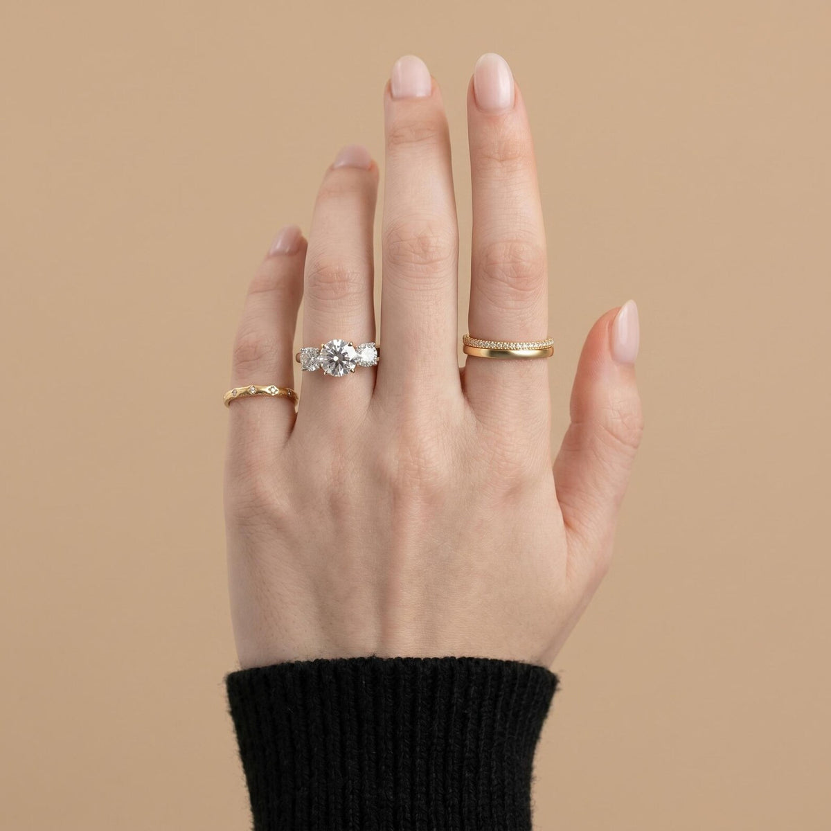 3 Stone Lab Diamond Engagement Ring – Round Brilliant Ring