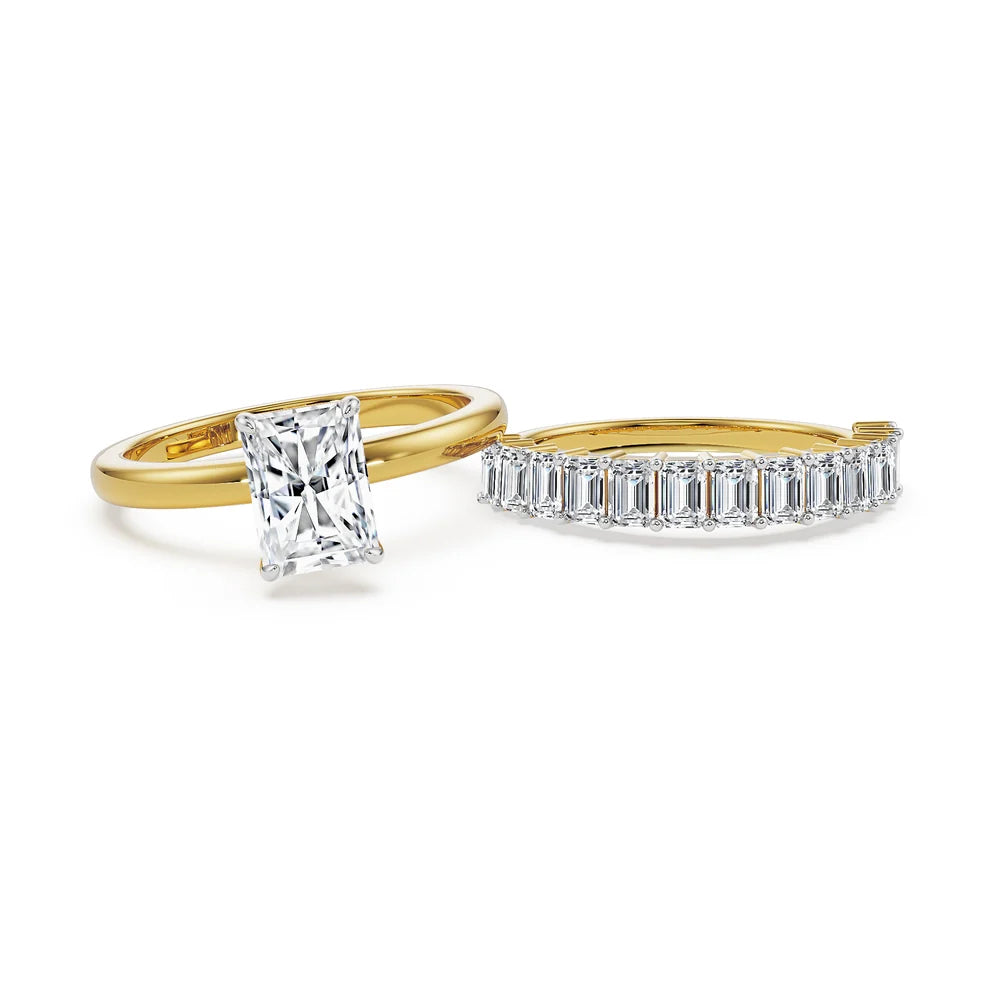 Emerald Radiance Lab Grown Diamond & Moissanite Bridal Ring Set