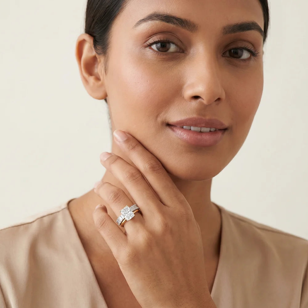 Emerald Radiance Lab Grown Diamond & Moissanite Bridal Ring Set