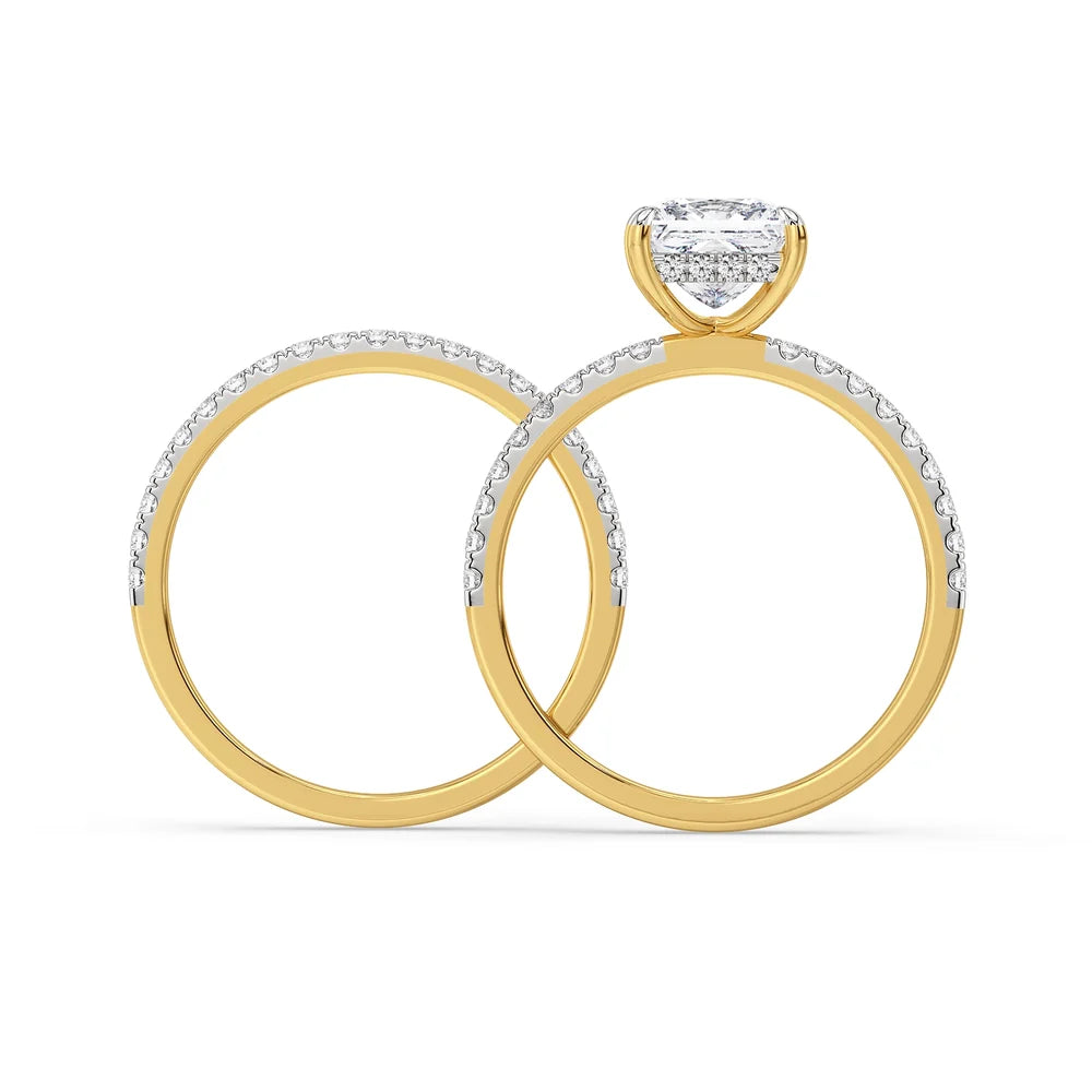 Suzaine Princess Cut Lab Grown Diamond & Moissanite Bridal Ring Set
