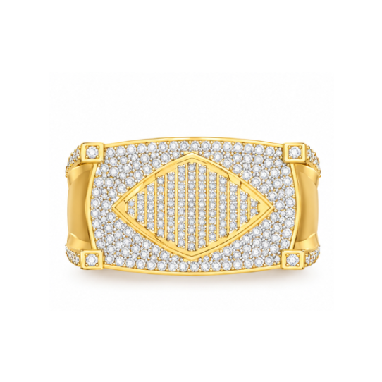 Men's Hip Hop Iced-Out Lab-Grown Diamond & Moissanite Eye-Shaped Signet Ring