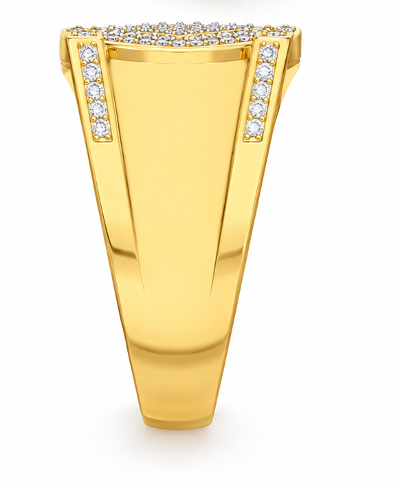 Men's Hip Hop Iced-Out Lab-Grown Diamond & Moissanite Eye-Shaped Signet Ring