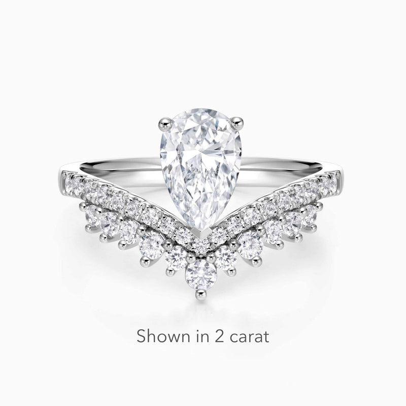 2ct Pear Cut Winged Crown Lab-Grown Diamond Engagement Ring