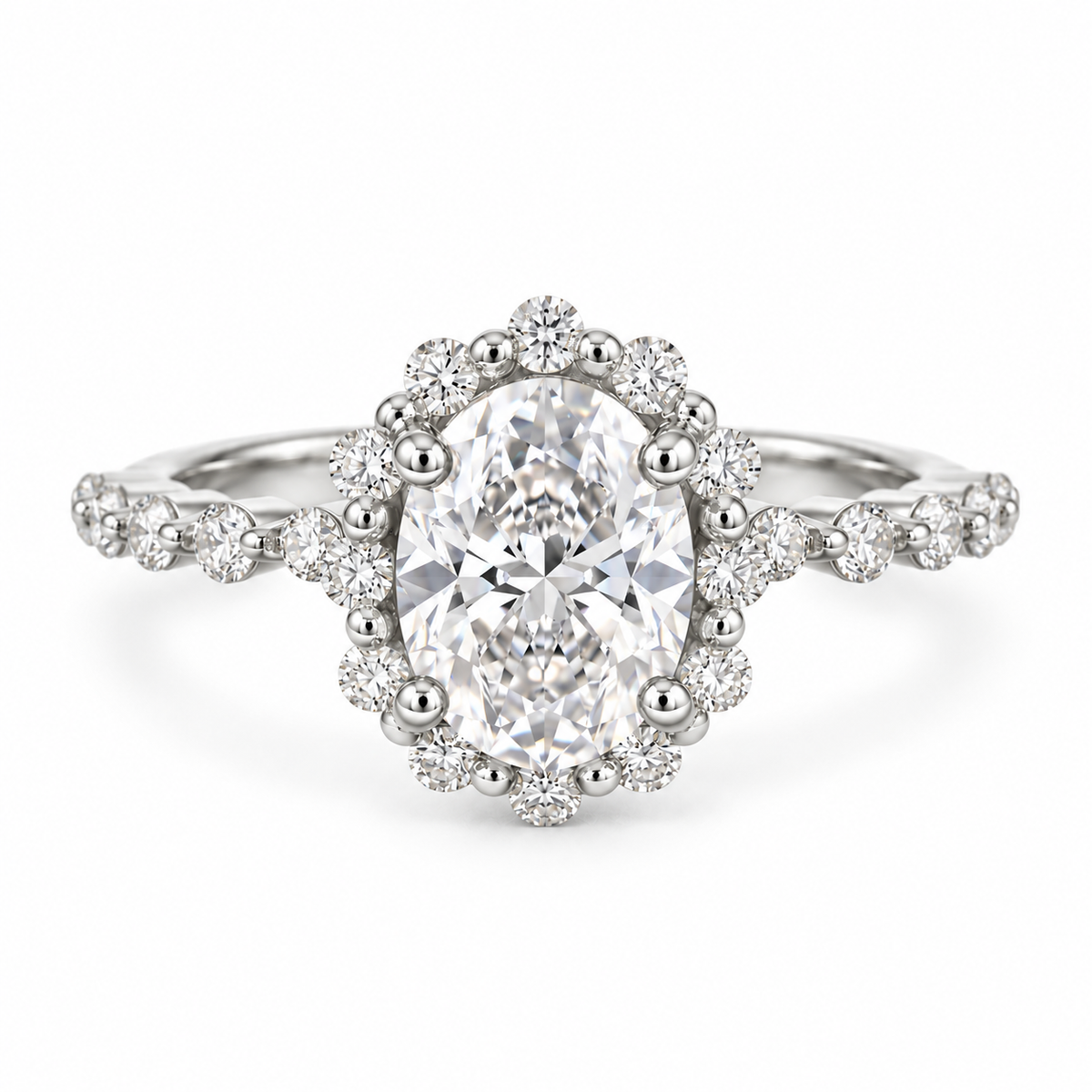 Engagegement Rings Custom Oval Lab Grown Diamond Halo Engagement Ring | LuvCut – Luvcut