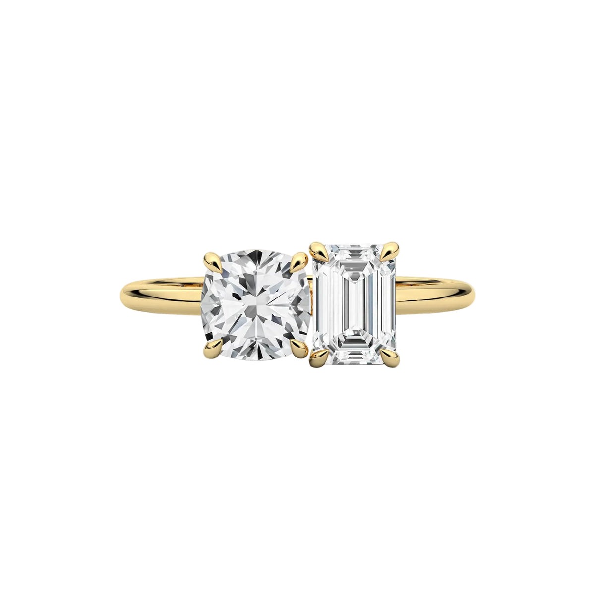 Toi-Et-Moi Cushion and Emerald Cut Engagement Ring