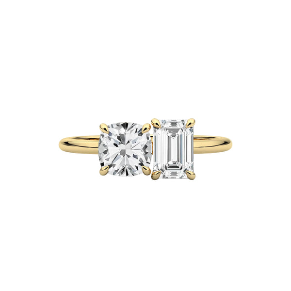 Toi-Et-Moi Cushion and Emerald Cut Engagement Ring