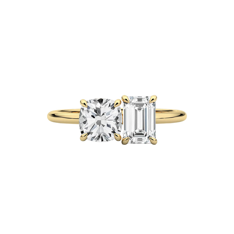 Toi-Et-Moi Cushion and Emerald Cut Engagement Ring