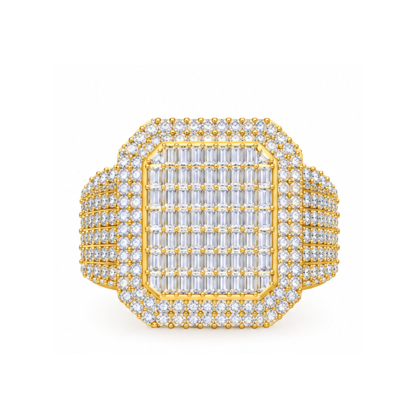 round lab grown diamond ring in silver, three-quarter view