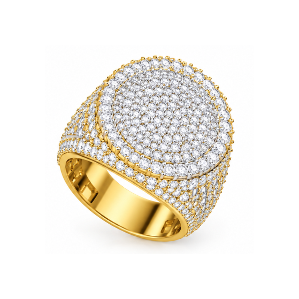 Men's Pavé Round Lab-Grown Diamond & Moissanite Statement Ring