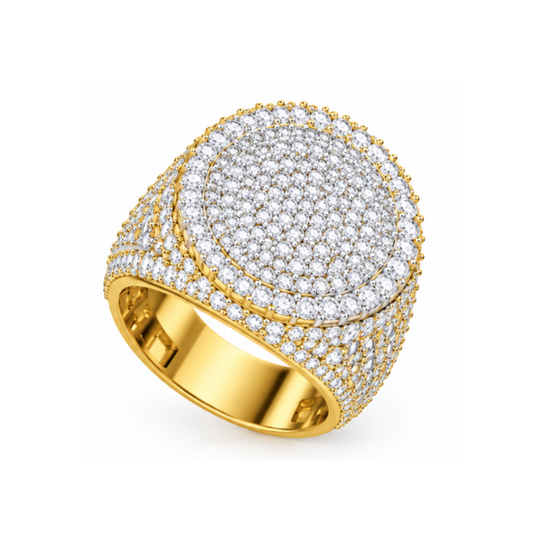 Men's Pavé Round Lab-Grown Diamond & Moissanite Statement Ring