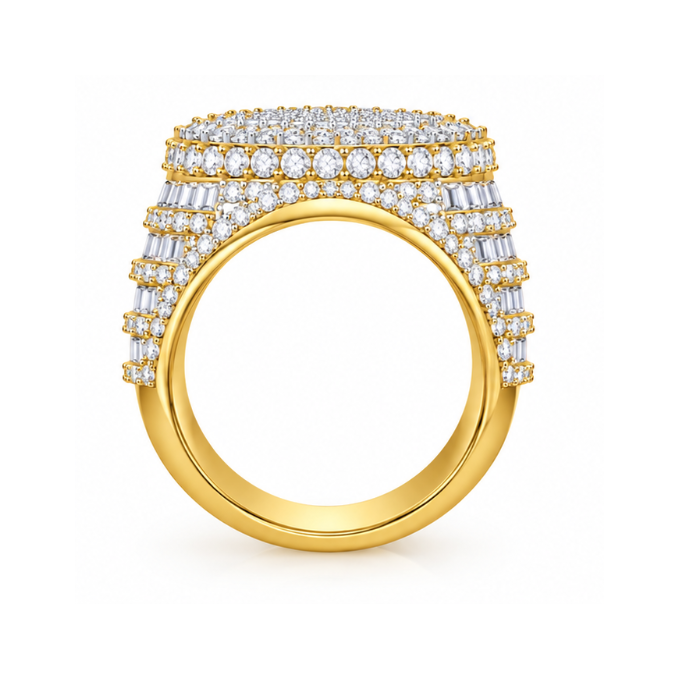 Men's Pavé Round Lab-Grown Diamond & Moissanite Statement Ring