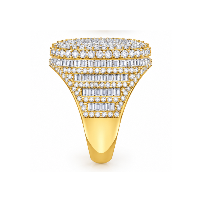 Men's Pavé Round Lab-Grown Diamond & Moissanite Statement Ring
