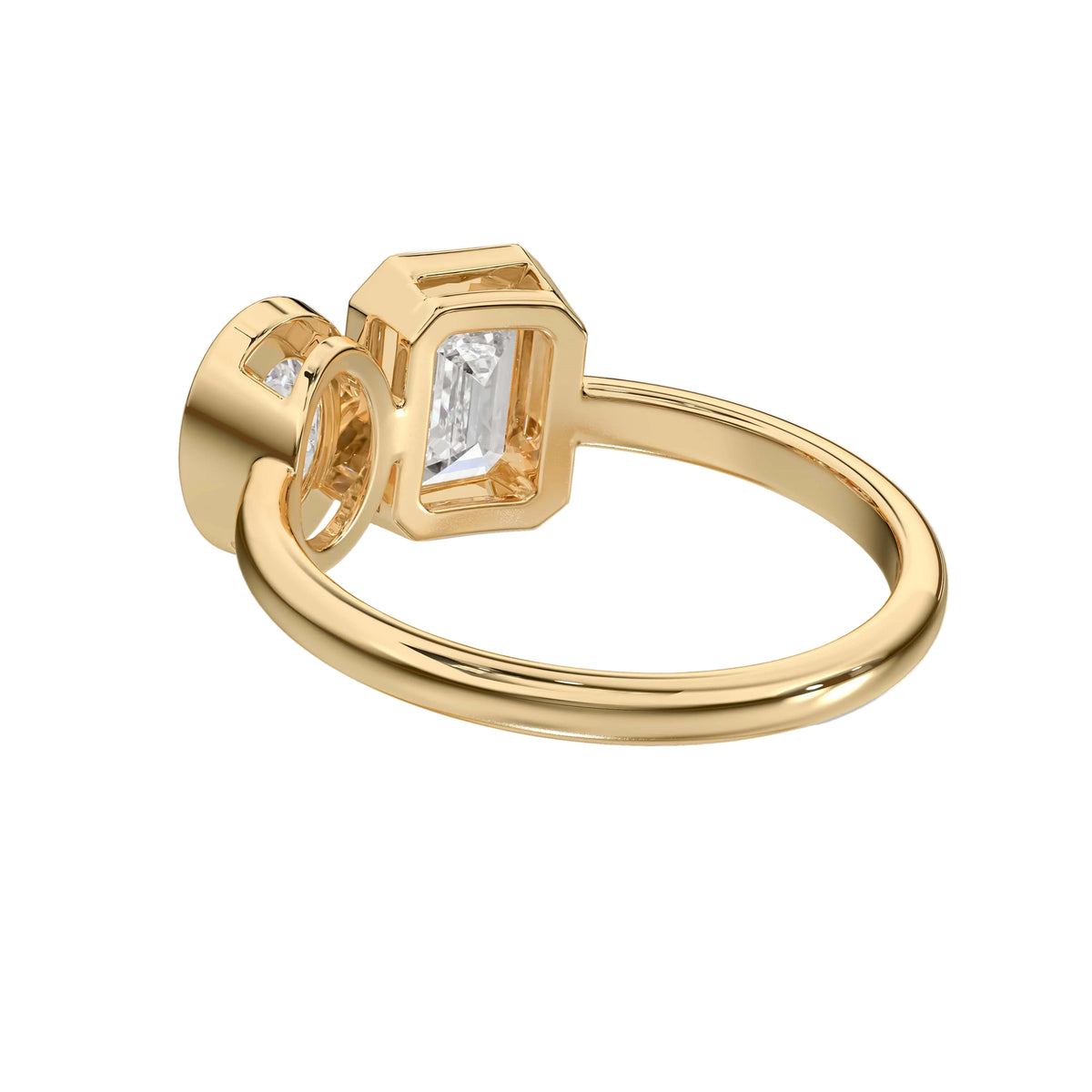 emerald lab grown diamond engagement ring in 14K, side profile