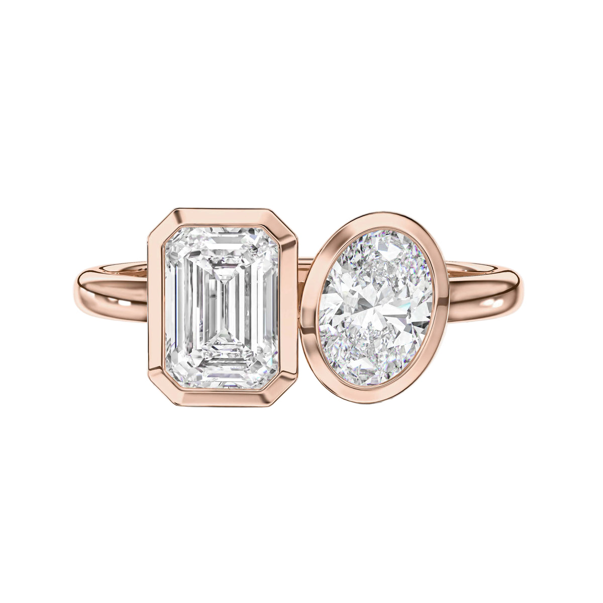 oval lab grown diamond engagement ring in 18K, detail of the setting