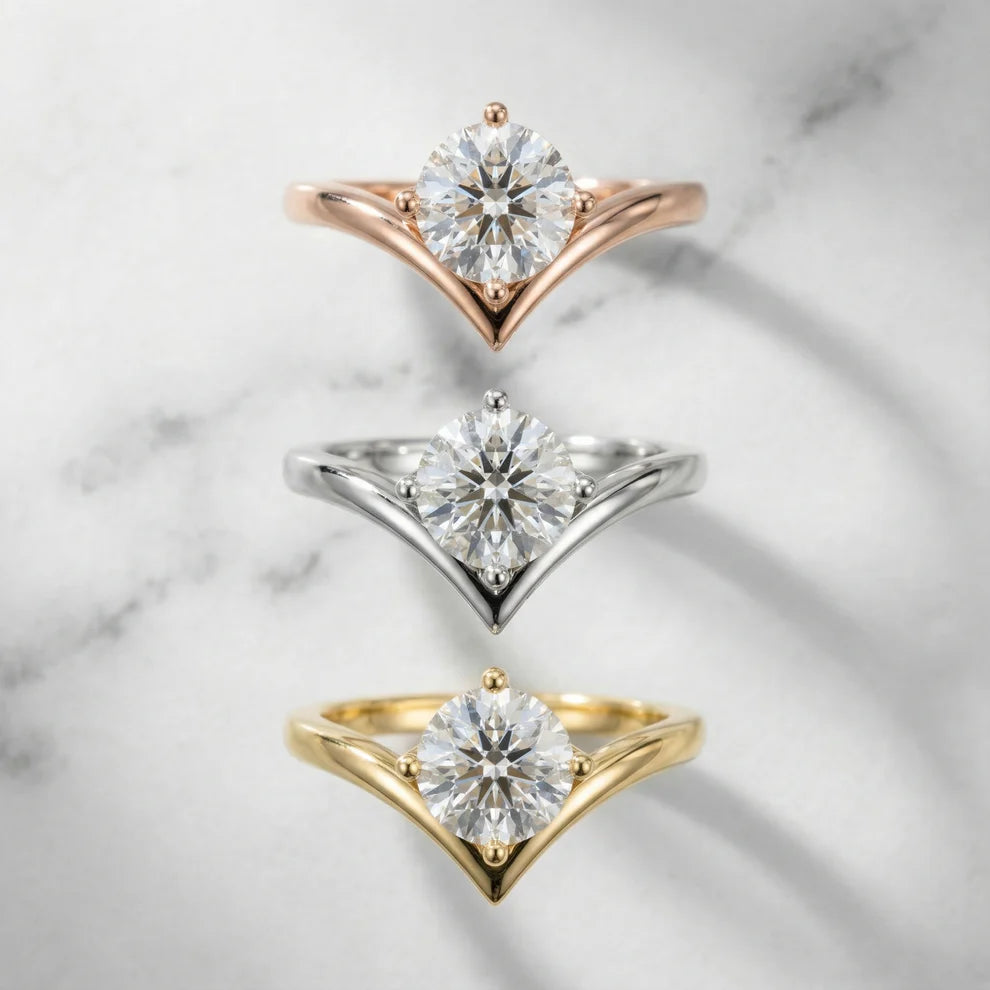 Round Cut Solitaire Engagement Ring – Lab Grown Diamond & Moissanite