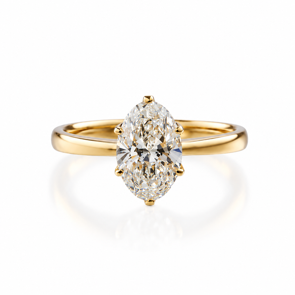 1.55ct Oval Cut 6 Prong Lab Grown Diamond & Moissanite Ring