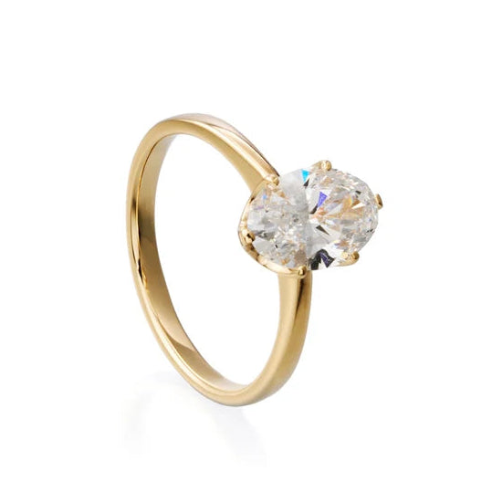1.55ct Oval Cut 6 Prong Lab Grown Diamond & Moissanite Ring