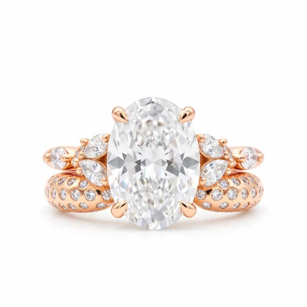The Reef 2ct Oval Cut lab-grown diamond Cluster Bubble Ring