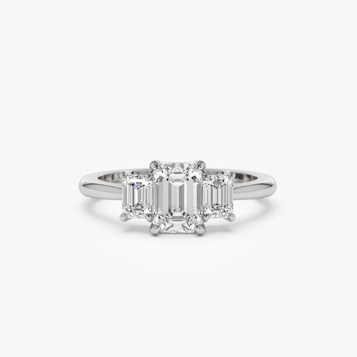 emerald lab grown diamond engagement ring in gold, detail of the setting