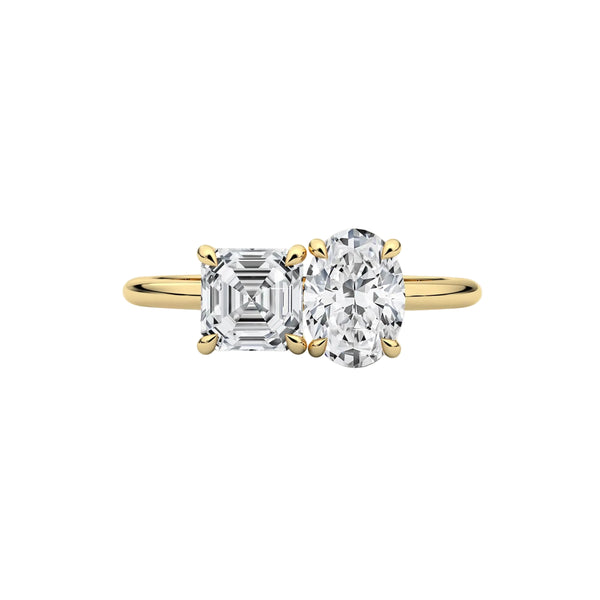 Oval And Asscher Cut Moissanite Toi-Et-Moi Engagement Ring