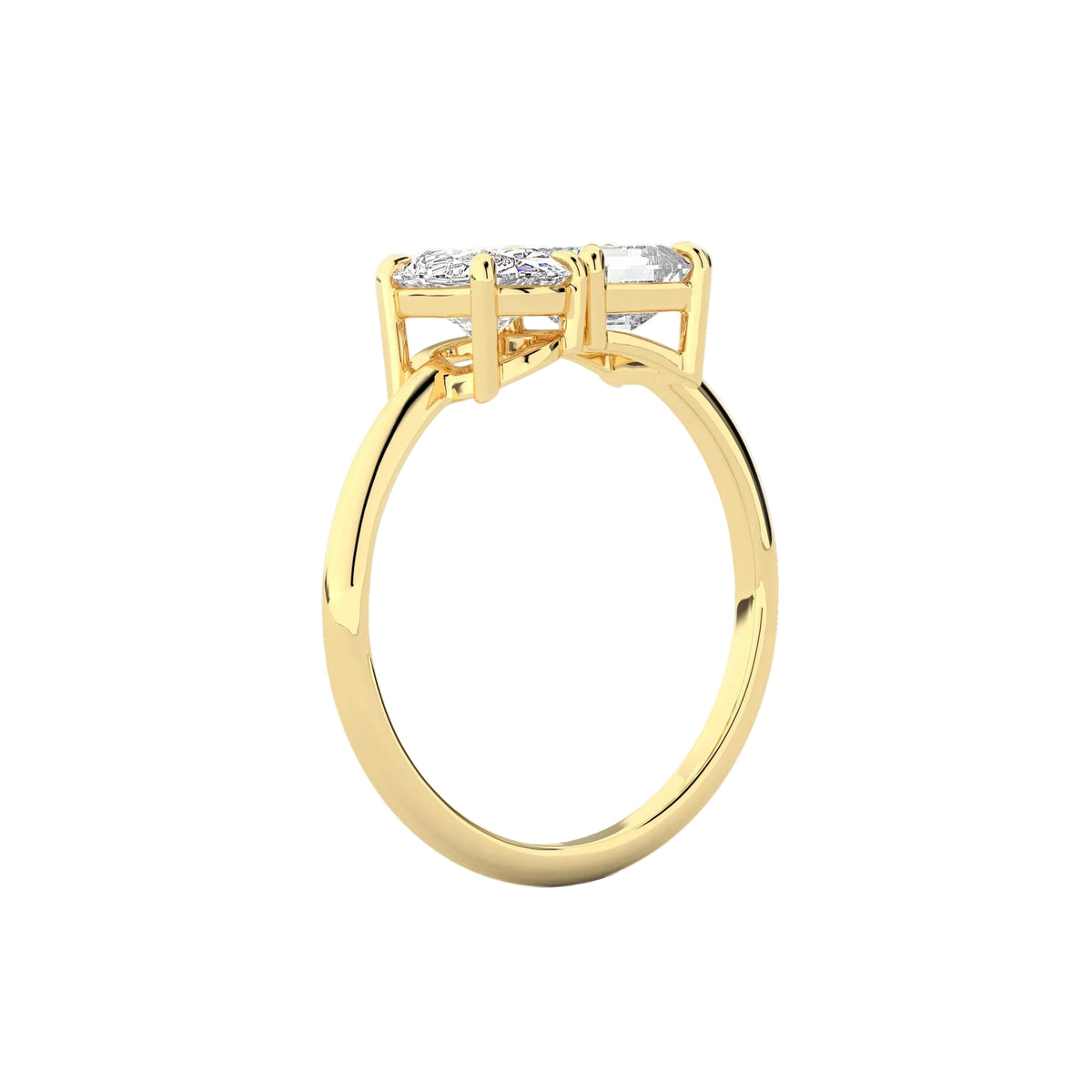 Oval And Asscher Cut Moissanite Toi-Et-Moi Engagement Ring