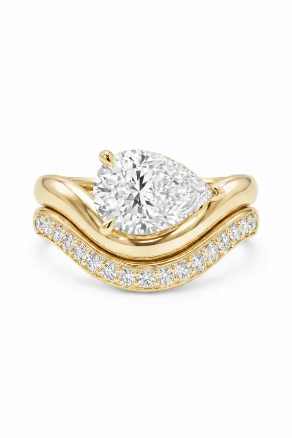 pear lab grown diamond engagement ring in your chosen metal, top view
