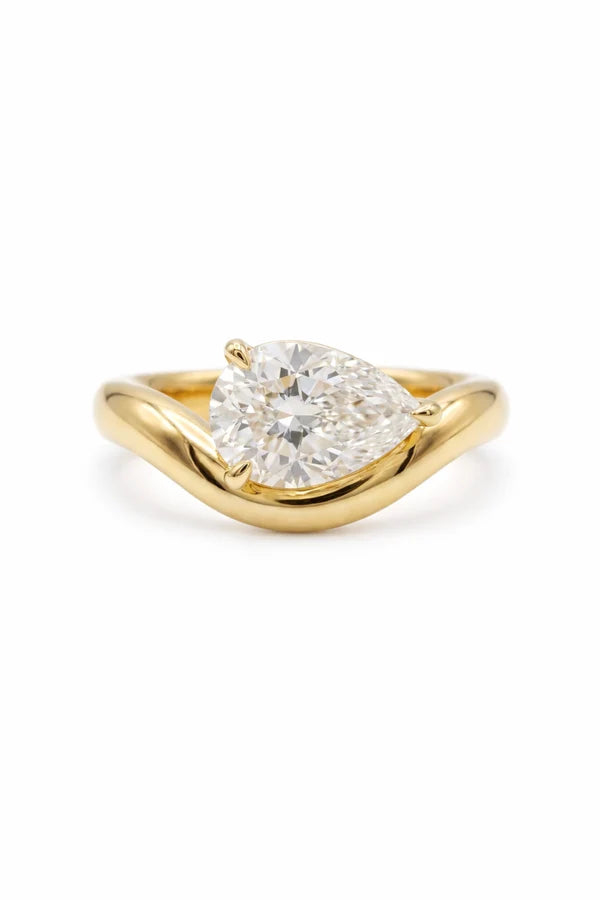 2ct Curved Pear Lab Grown Diamond Engagement Ring Set