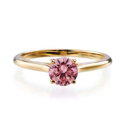round lab grown diamond solitaire ring in silver, three-quarter view
