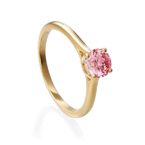 round lab grown diamond solitaire ring in silver, top view