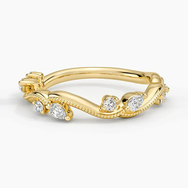 vintage lab grown diamond engagement ring in various metals, three-quarter view