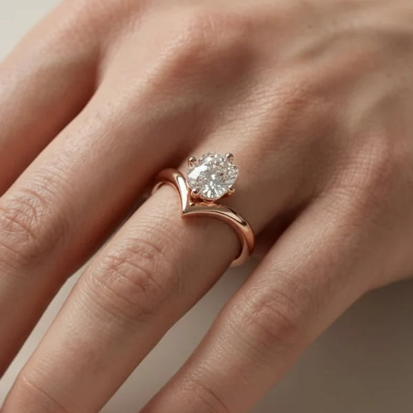 emerald lab grown diamond engagement ring in silver, three-quarter view