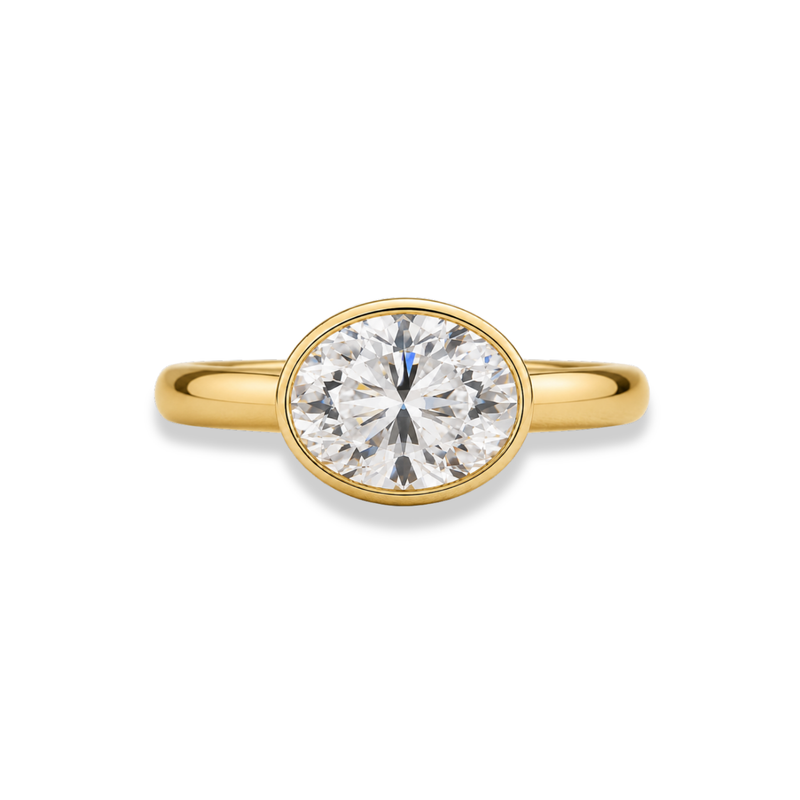 emerald lab grown diamond ring in silver, three-quarter view