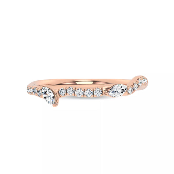 marquise lab grown diamond wedding band in silver, three-quarter view