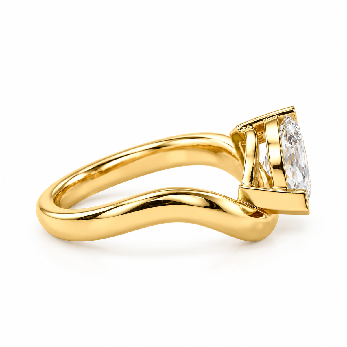 marquise lab grown diamond engagement ring in 14k, top view