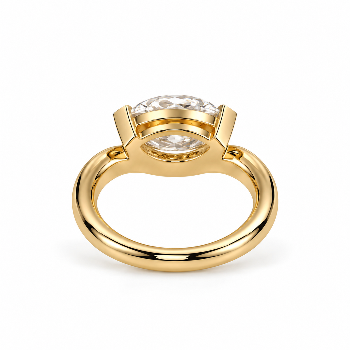 marquise lab grown diamond engagement ring in 18k, side profile