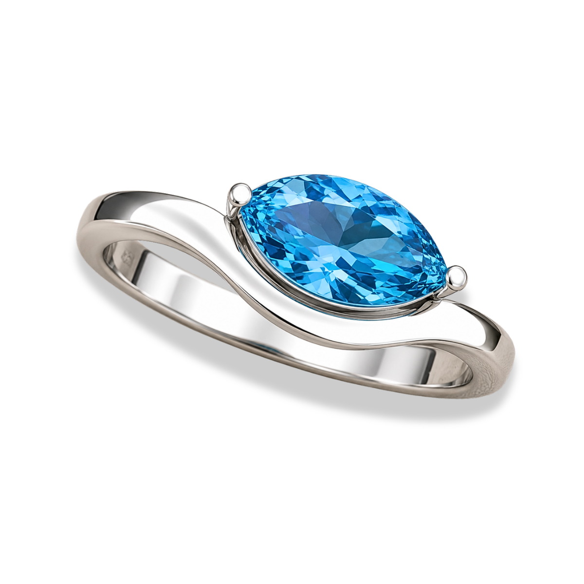 marquise lab grown diamond solitaire ring in 10k gold, top view
