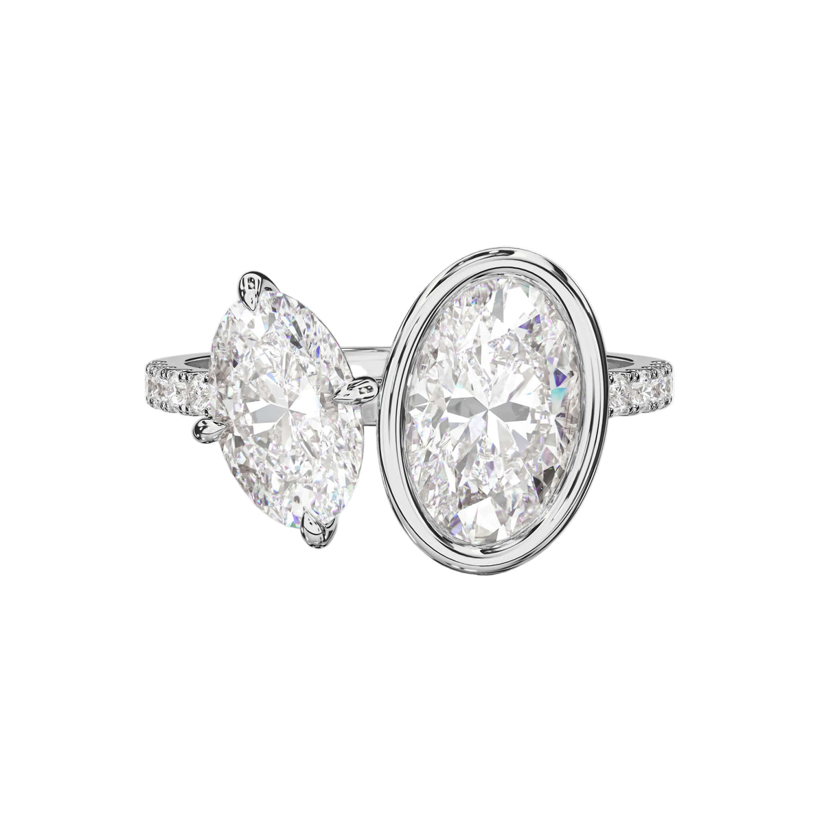 Classic Two Stone Bezel Toi et Moi Ring