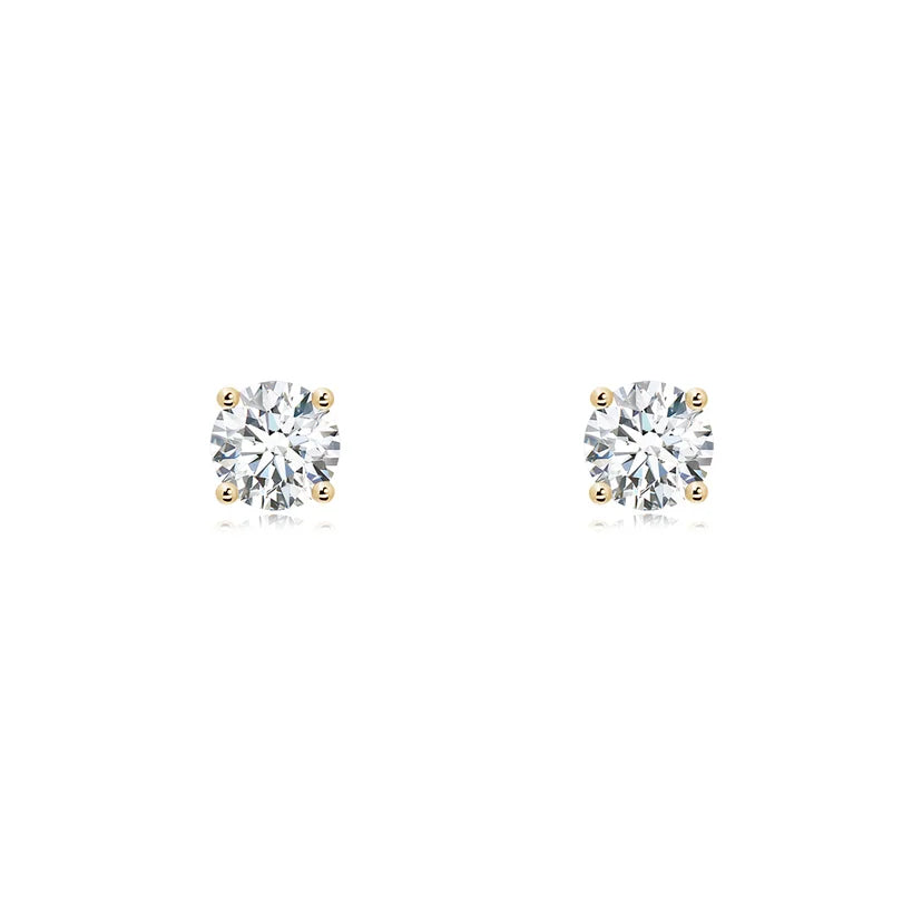 Lab-Grown Basket-Set Solitaire Diamond Stud Earrings