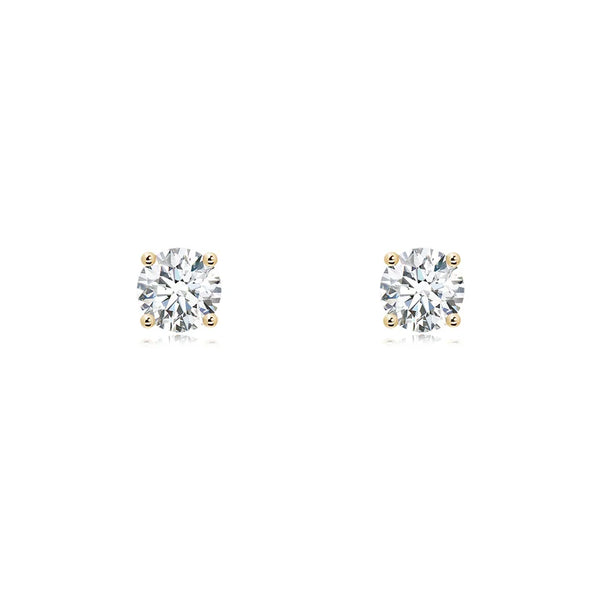 Lab-Grown Basket-Set Solitaire Diamond Stud Earrings