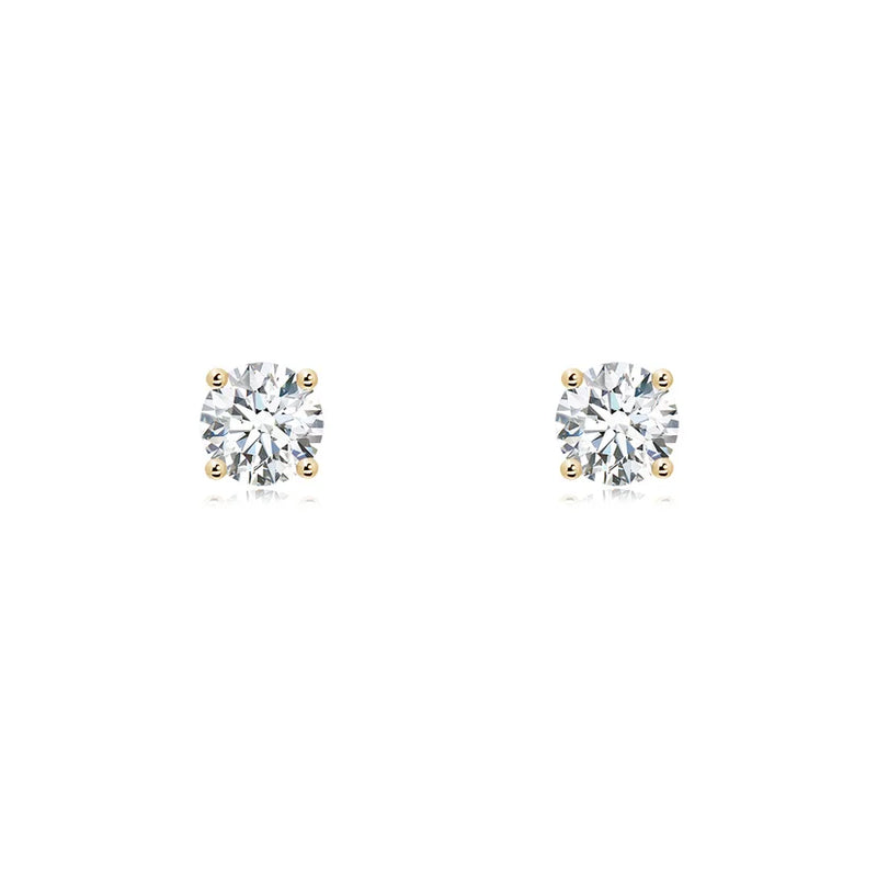 Lab-Grown Basket-Set Solitaire Diamond Stud Earrings