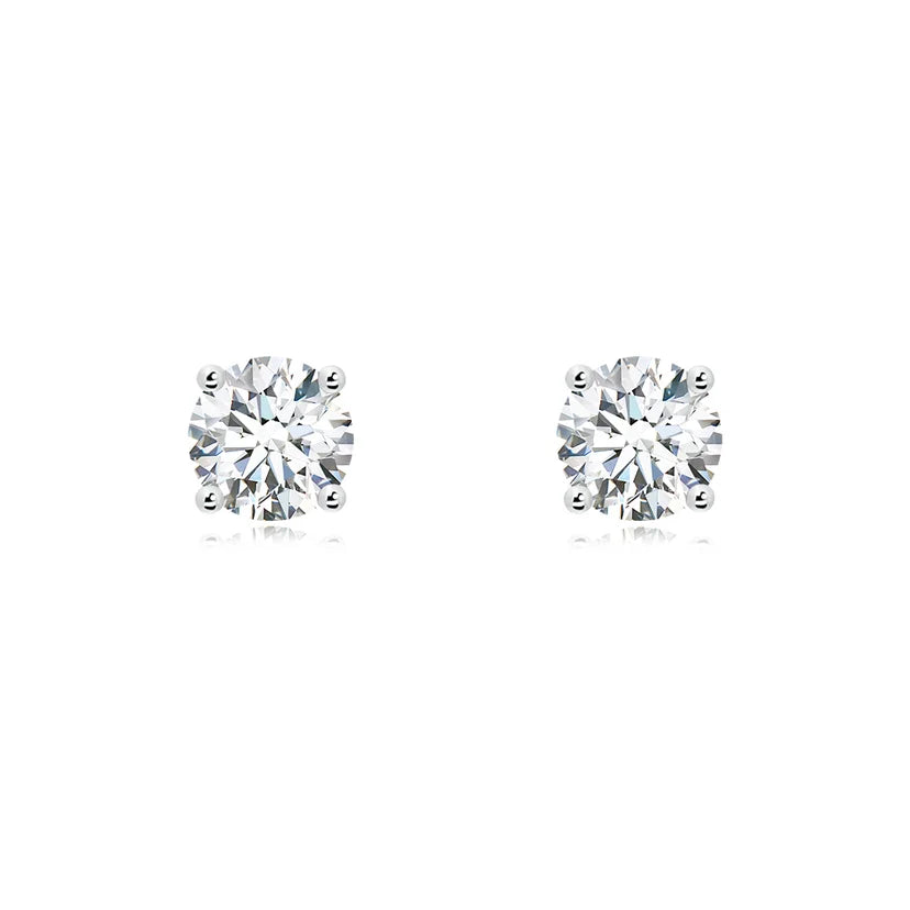Lab-Grown Basket-Set Solitaire Diamond Stud Earrings